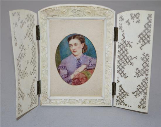 A pair of early 20th century oil on ivory portrait miniatures(-)